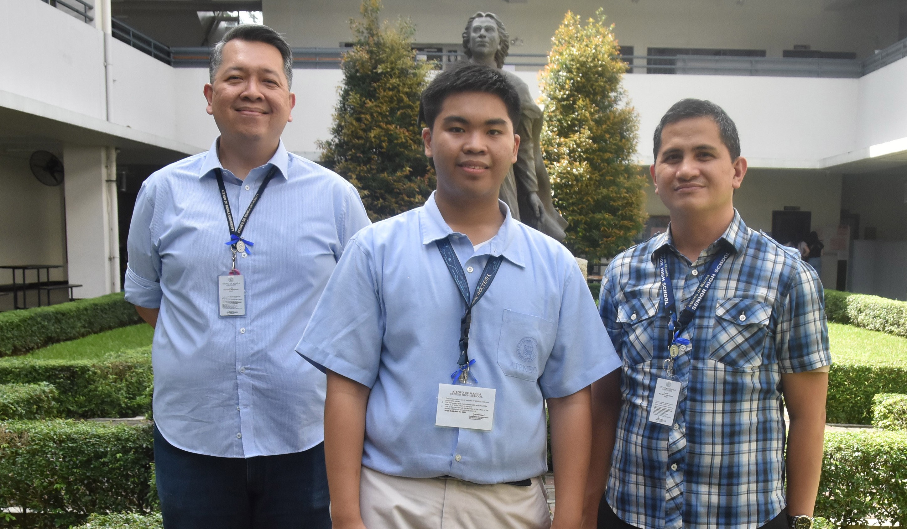 (L-R) ASHS Principal Noel Miranda, Troy Rementina, ASHS Asst. Principal for Academics Javy Fabello