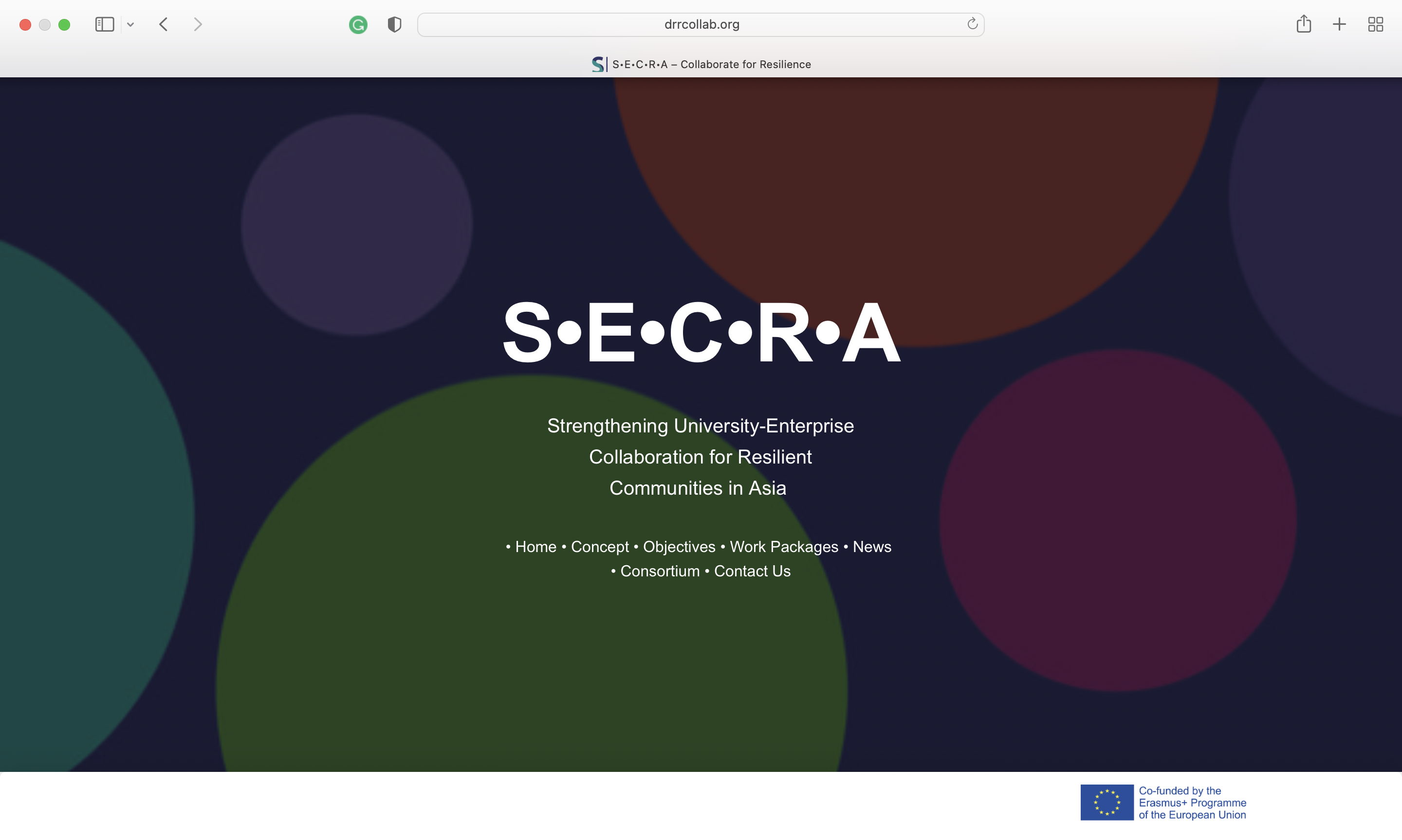 Screenshot of SECRA website