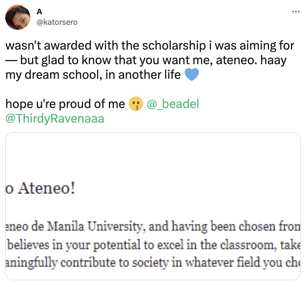 Screenshot of Ayen’s tweet