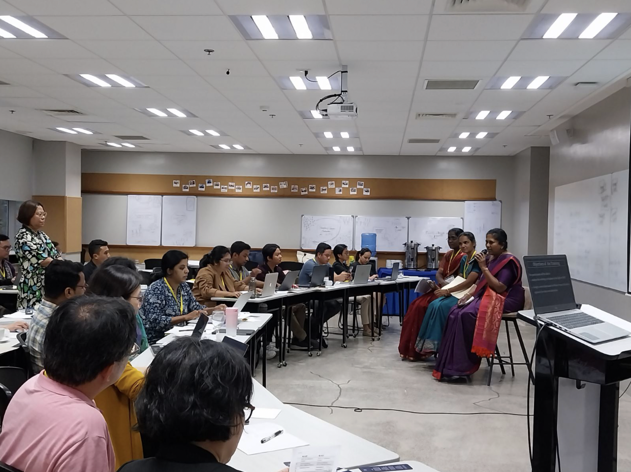 Participants from St. Christopher’s College of Education in Chennai, India present their training and implementation plans.