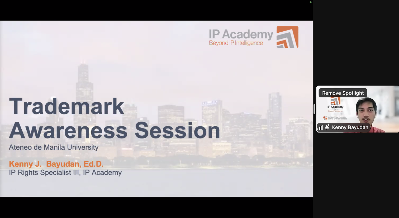 Image: Dr Bayudan giving an introduction to trademark and its related concepts