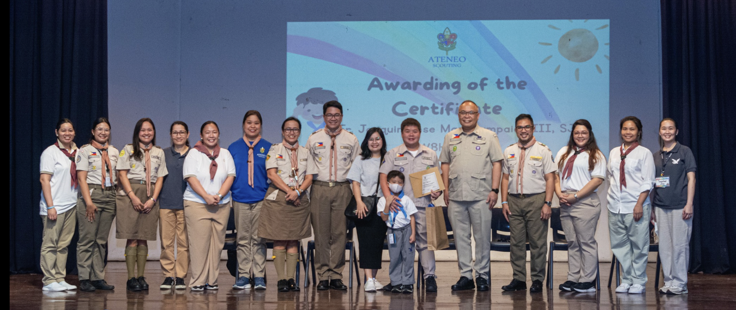 Langkay Leaders, led by KID Commissioner Steffanie Guillermo, gather with the officials of the Ateneo Scouting