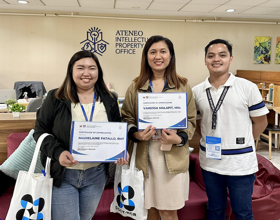 Photo (L-R): Ms Madielaine Fatallo and Ms Vanessa Malapit were awarded  certificates of appreciation by the DOST representative.