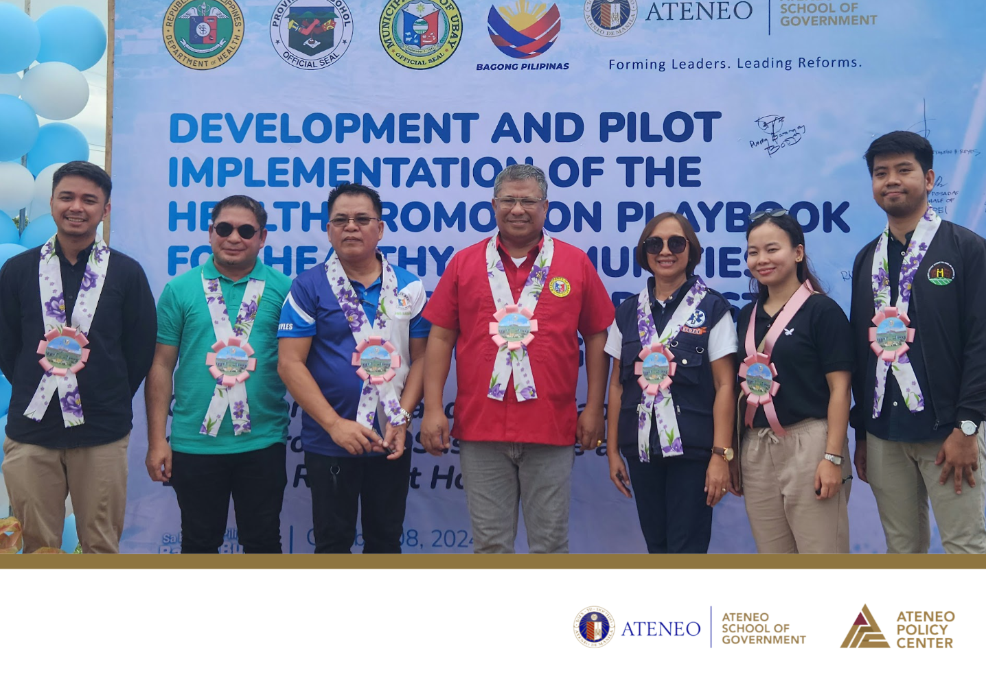 The Ateneo School of Government, through the Ateneo Policy Center (APC), in partnership with the Department of Health - Health Promotion Bureau (DOH-HPB), Technical Assistance Movement for People and Environment, Inc. (TAMPEI), and the Municipality of Ubay, Bohol, officially launched the construction of the Prototype Sustainable and Disaster-Resilient House through the ceremonial groundbreaking and time capsule laying ceremony last  October 8, 2024.  This initiative is a critical milestone in the Development and Pilot Implementation of the Health Promotion Playbook for Sustainable and Disaster-Resilient Housing Project. It underscores the commitment to advancing disaster-resilient housing solutions and promoting healthy, sustainable communities in Ubay and beyond.