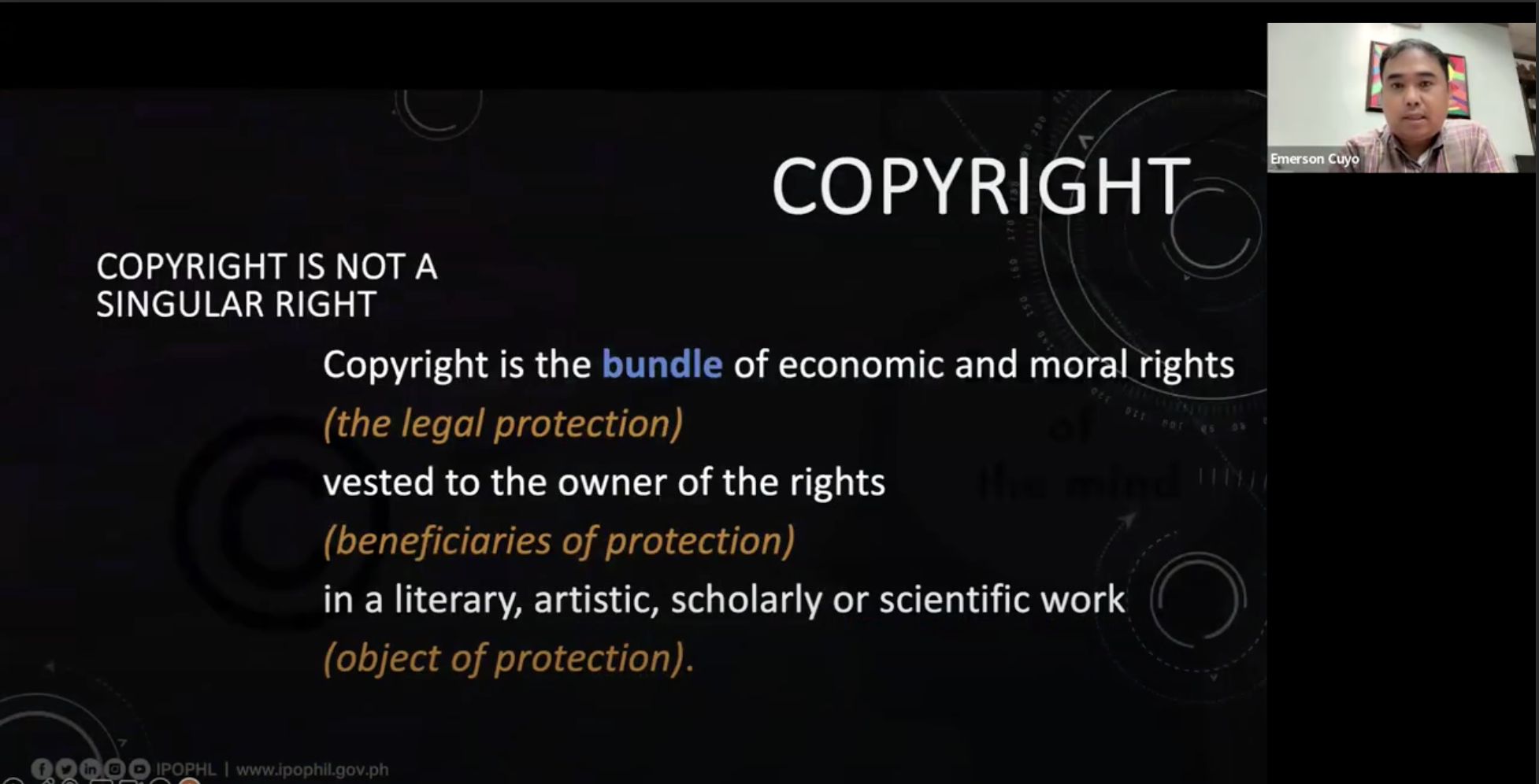 Image: Atty Cuyo conducting a lecture on Copyright