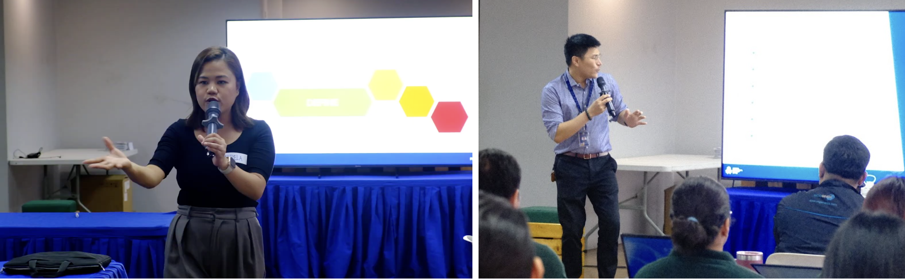 Mariela Alcaparas and Steve Chaves facilitating the workshop