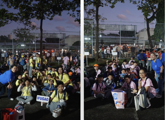 Waiting to board the bus