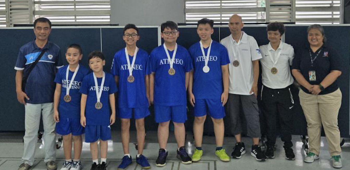 (L-R) PAYA official, Titus Pachica,Sebastian Rafael Tongson, Micael Anton Pacia, Ethan Chase Daya, Altair Capistrano, Coach Leo Raymundo, Coach Mihali Crisostomo, PAYA official