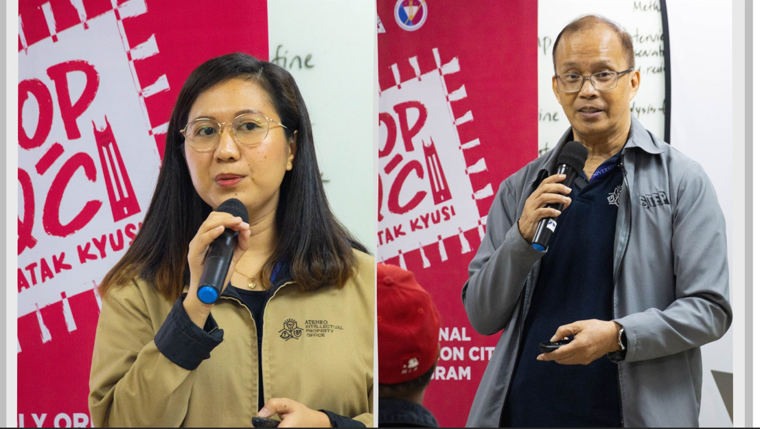 Image: Ms  Malapit discussed IP fundamentals for MSMEs, while Engr. Mirasol shared strategies for leveraging IP to drive business growth. Photo courtesy of the QC-SBCDPO, as posted on their official Facebook page.