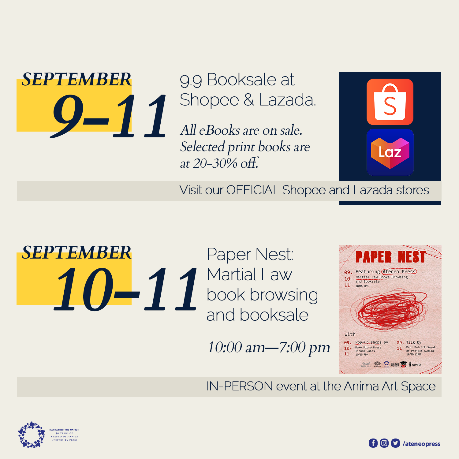 Books: Ateneo Press releases its September calendar of events