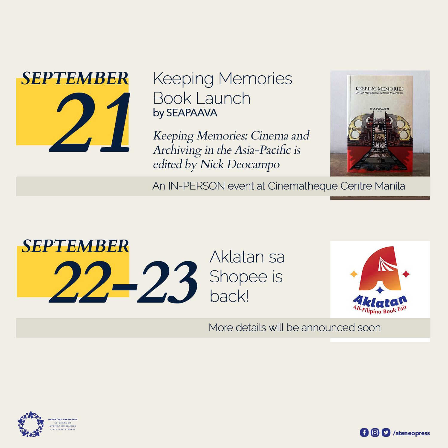 Books: Ateneo Press releases its September calendar of events