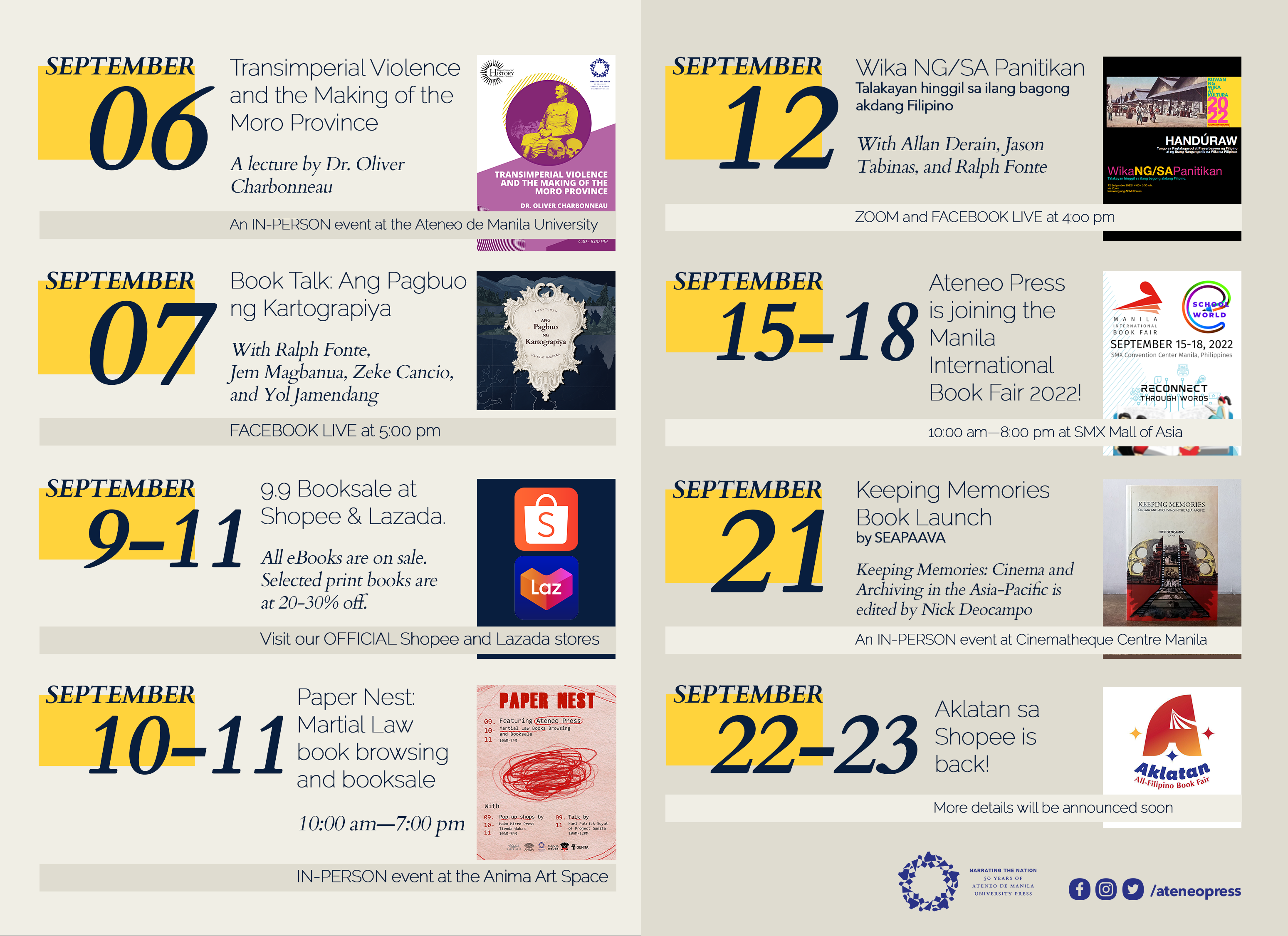 Books: Ateneo Press releases its September calendar of events