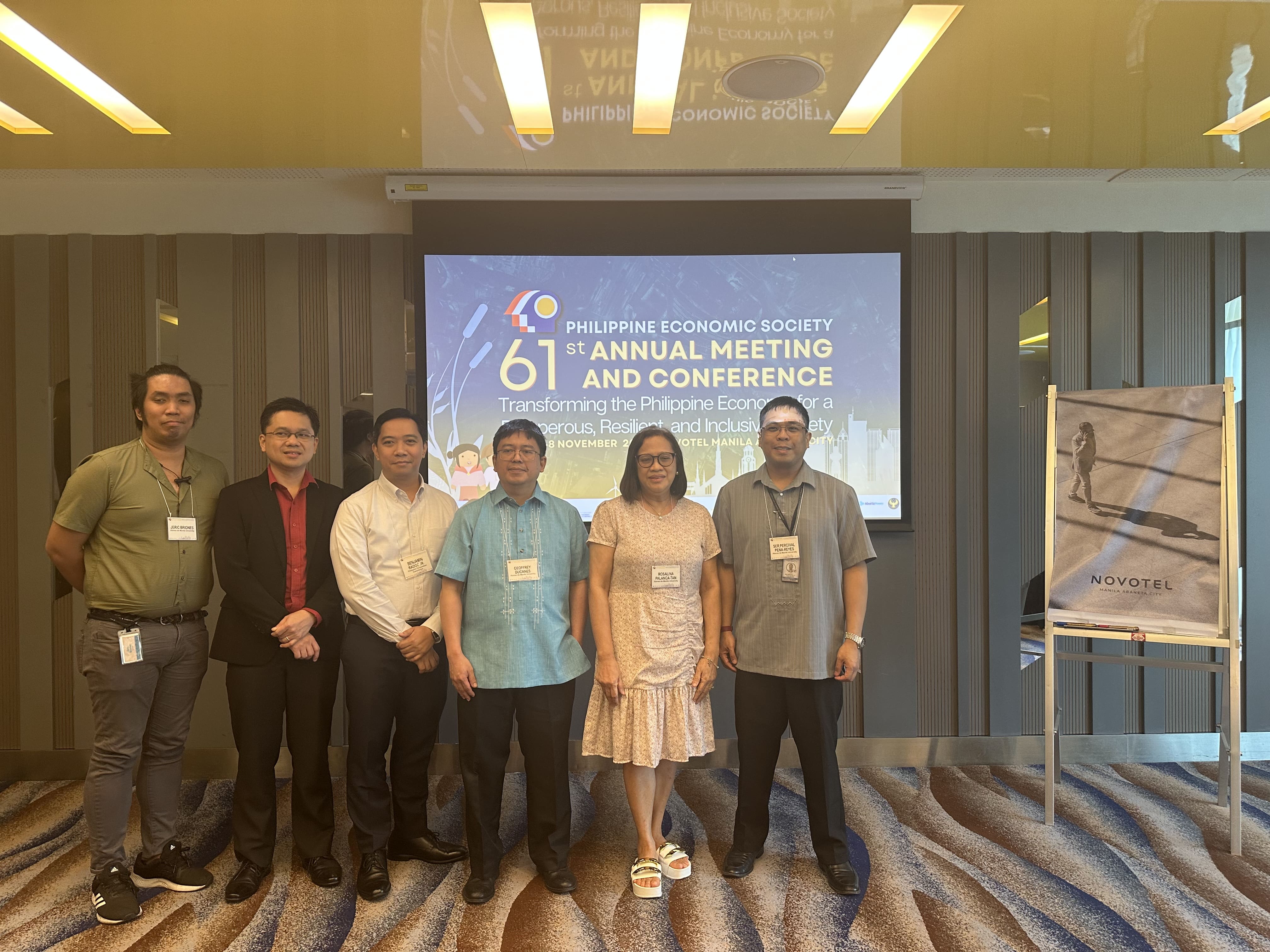 (From L-R) Mr. Jeric C. Briones, Mr. Tristan A. Canare, Mr. Benjamin E. Radoc Jr., Mr. Geoffrey Ducanes, Dr. Rosalina Palanca-Tan, and Dr. Ser Percival Peña Reyes