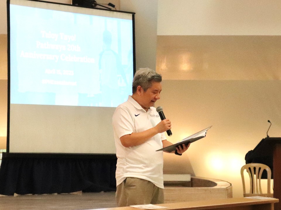 Ateneo President Fr. Bobby, reacts to the sharing.