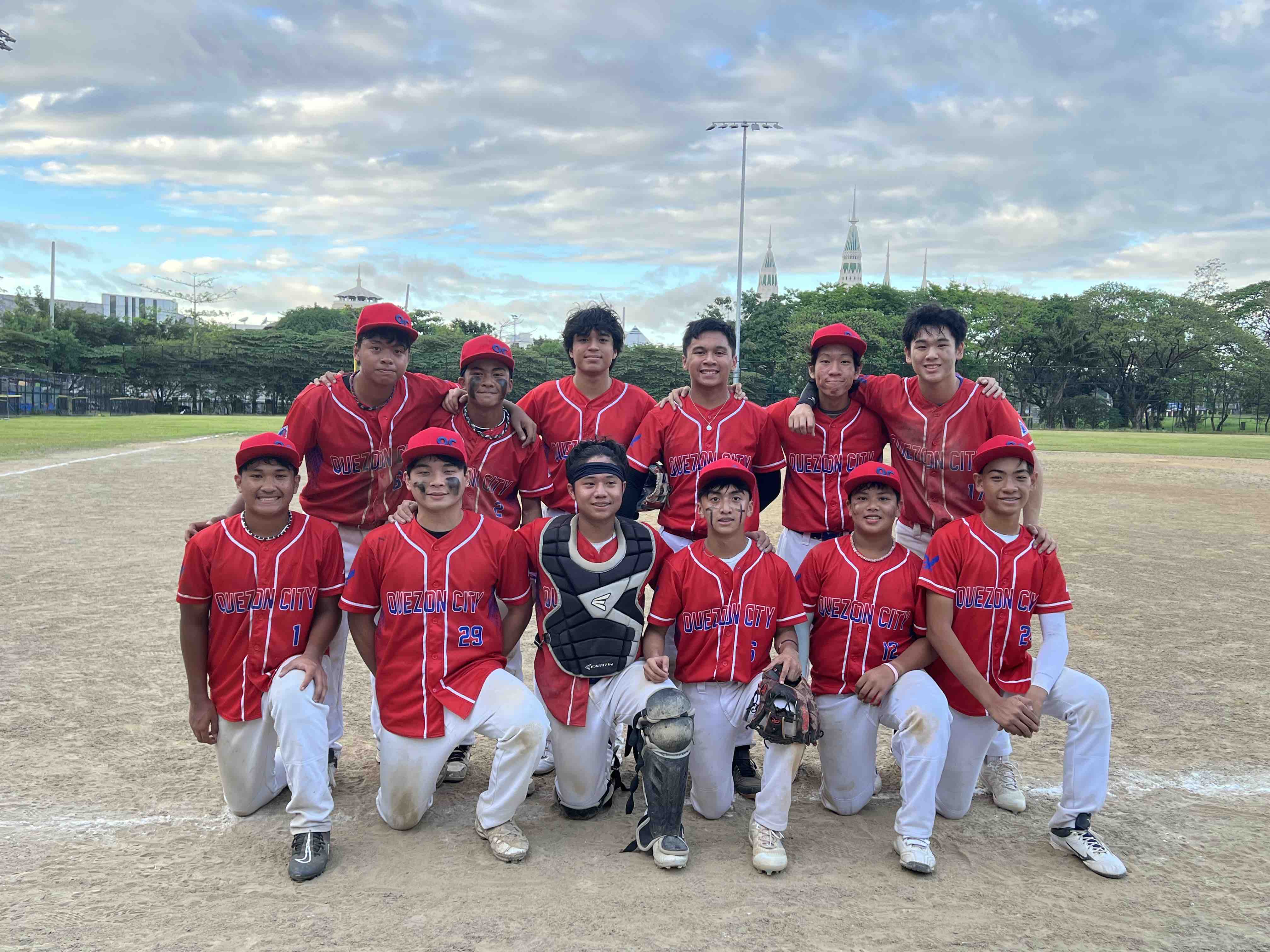 Kneeling from left: Raffy Blaza, Sky Apostol, Janko Sevilla, Enzo De Guzman, Miguel Cruzat, Tommy Oblea; standing from left: Ethan Galvez, Sancho Afuang, Sean Cristobal, Ryu Garcia, Mio Salazar, and Mio Silva