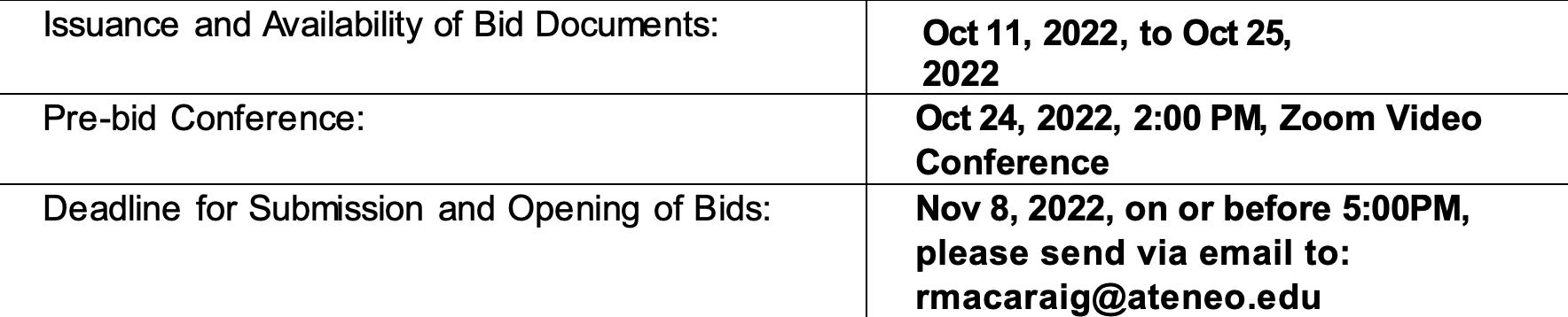 eAsia: Bidding Schedule