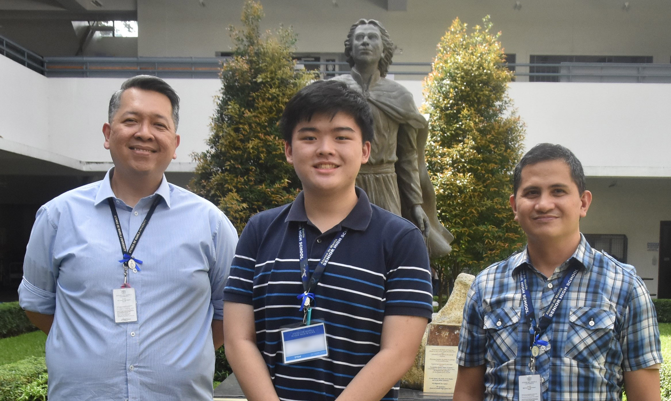 (L-R) ASHS Principal Noel Miranda, Cassidy Kyler Tan, ASHS Assistant Principal for Academics Javy Fabello