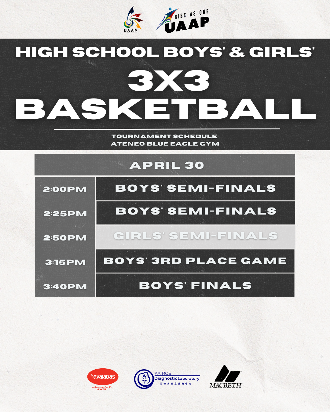 UAAP85 HS 3x3 Playoff Schedule