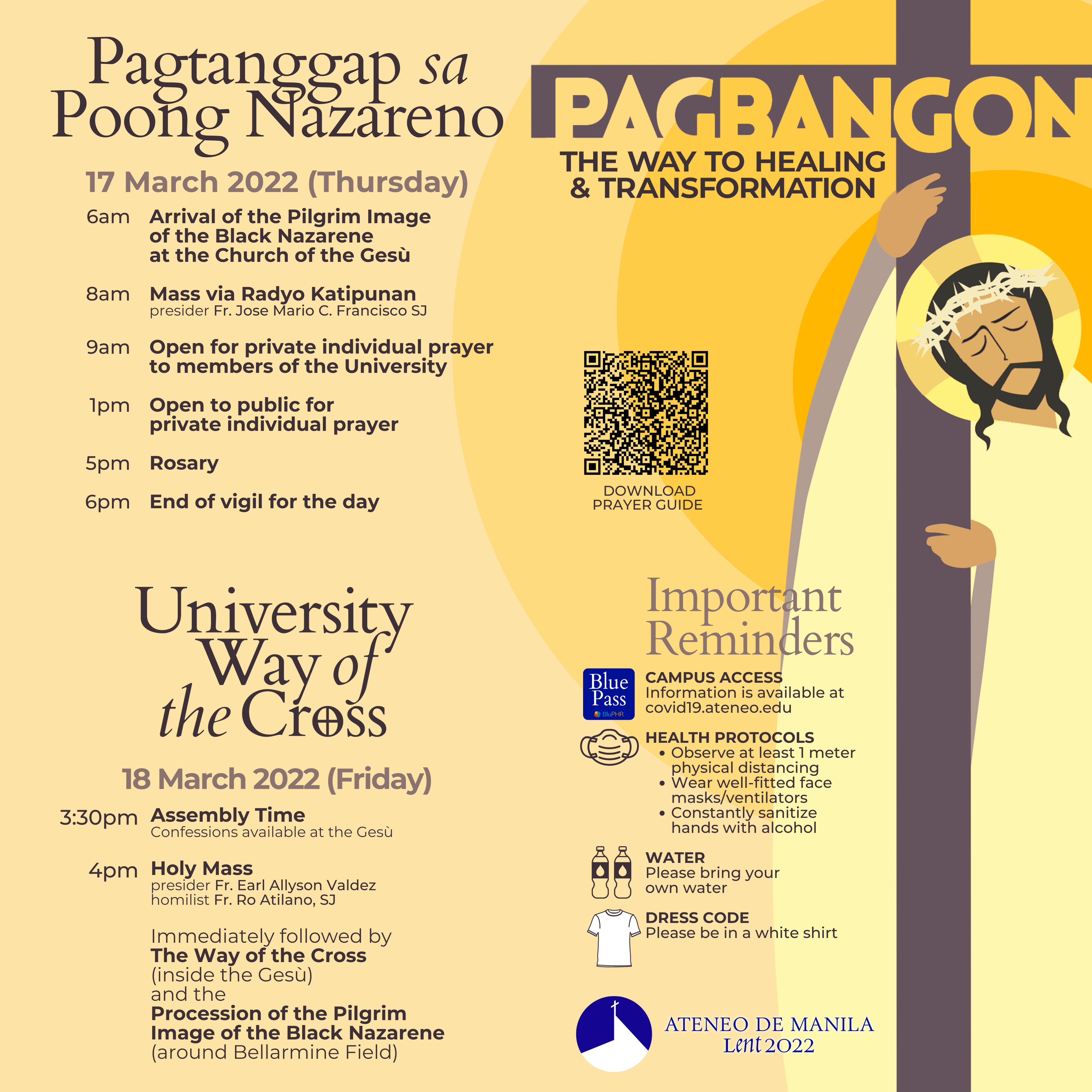 Schedule of activities for the 2022 University Way of the Cross