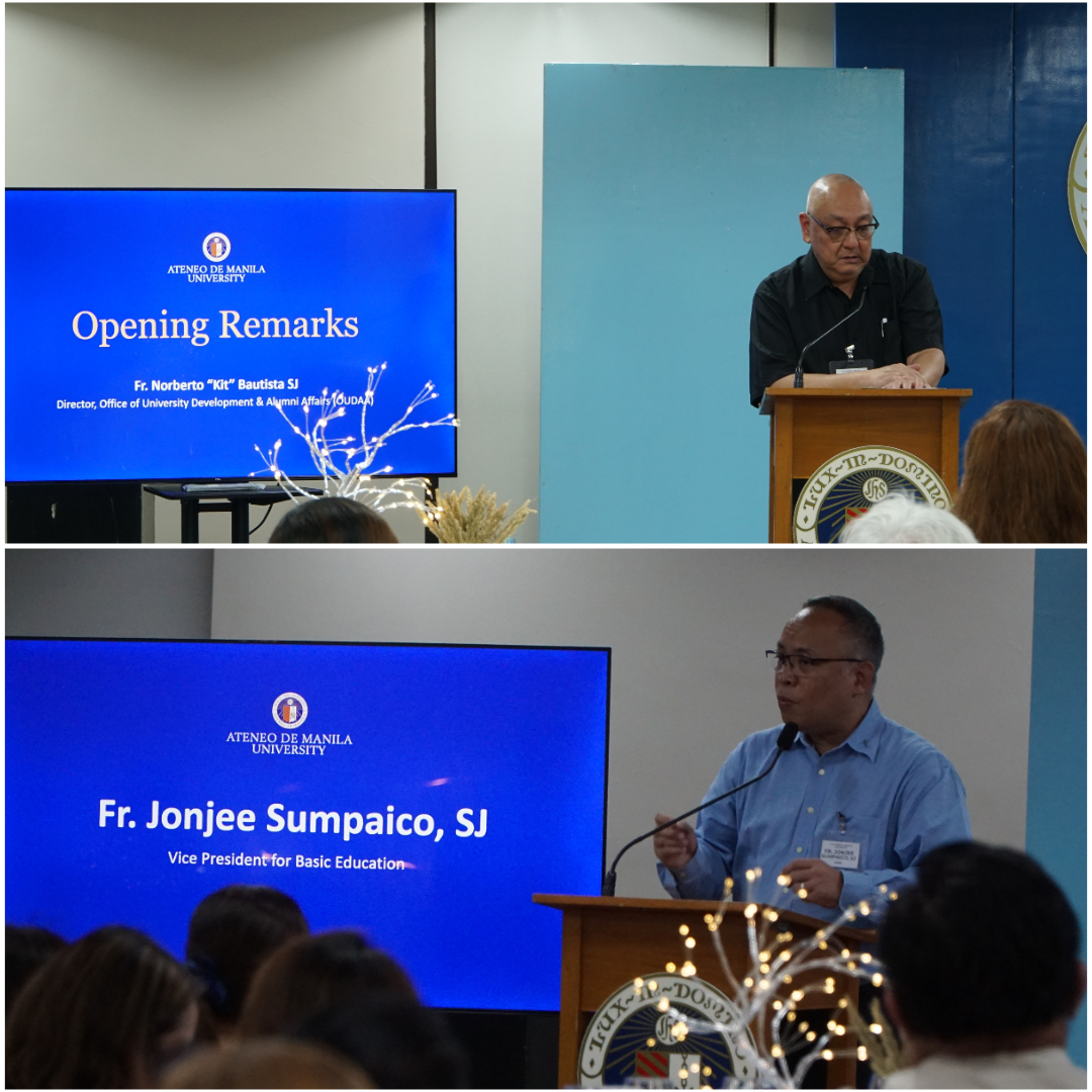 OUDAA Director Fr. Norberto ‘Kit’ Bautista, SJ (top) and Vice President for Basic Education (VPBE) Fr Joaquin Jose Mari ‘Jonjee’ C Sumpaico III SJ (bottom) empower and remind the parents of their roles in their children’s education.