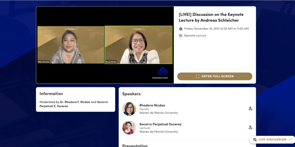 On Swapcard Interface: Socorro Perpetual E. Escarez, Dr. Rhodora F. Nicdao