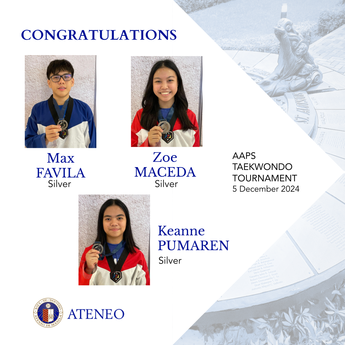 AAPS taekwondo medalists
