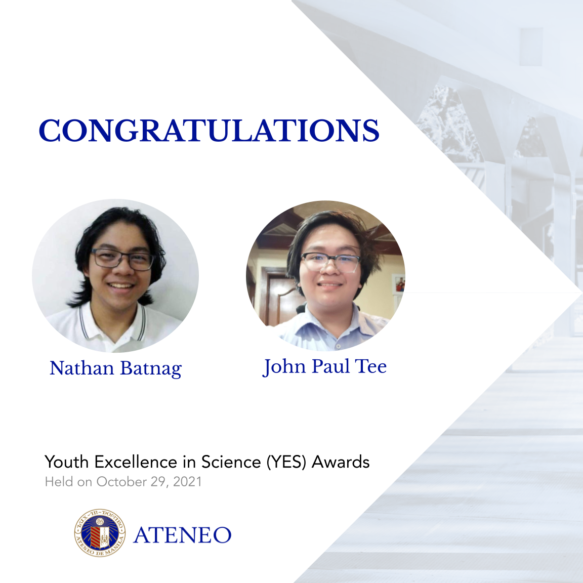 Nathan Batnag and John Paul Tee of AJHS Batch 2021