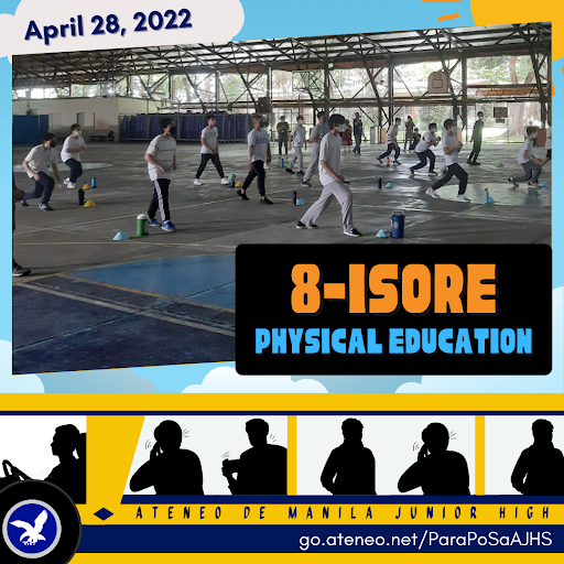 Boys begin their PE class by warming up