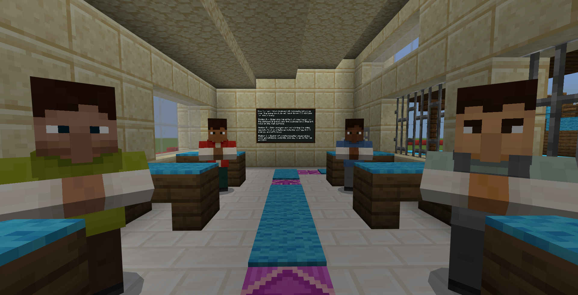 In the “AJHS” Classroom where students begin their experiment and Physics concepts and equations are discussed by the Non-Player Characters (NPCs)