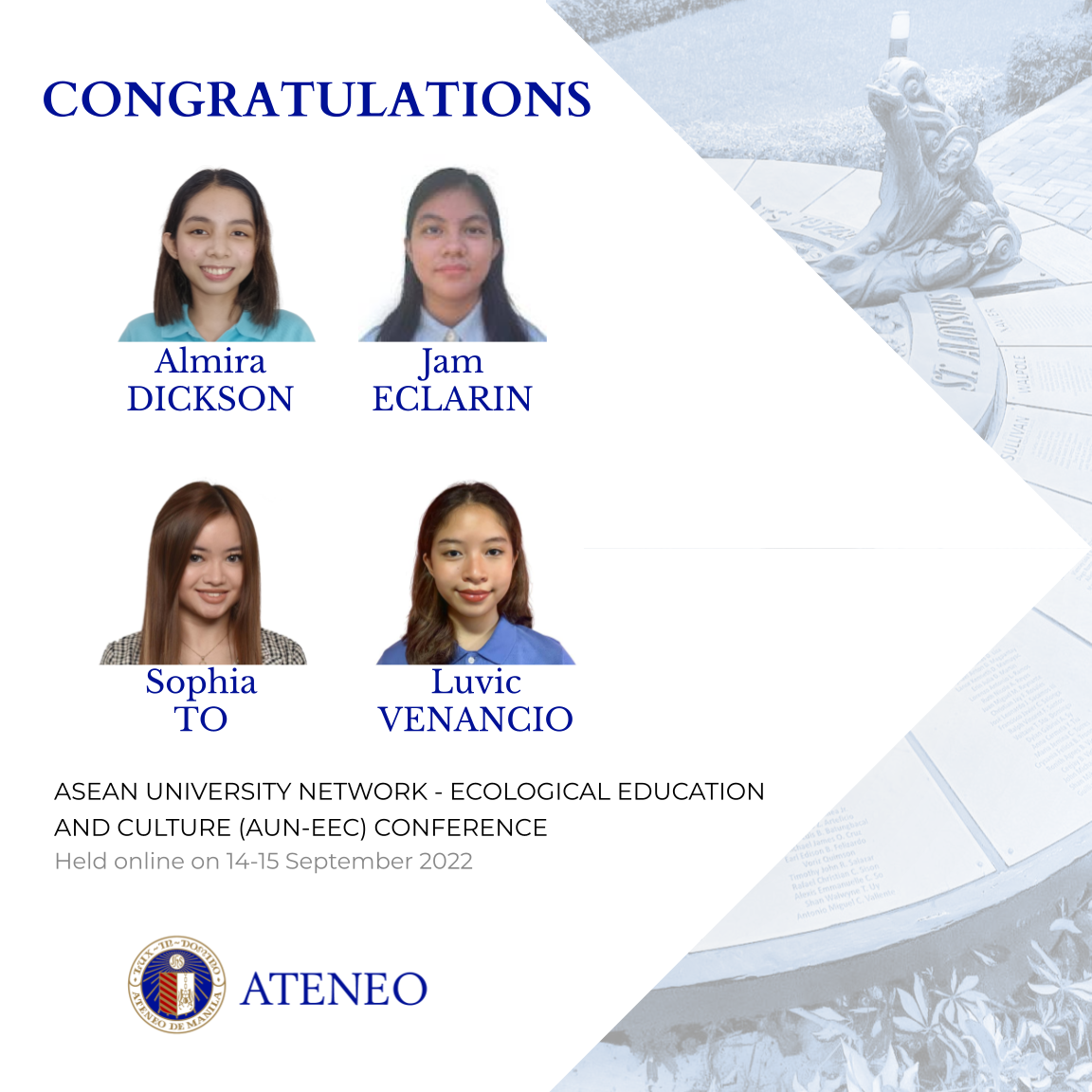 The STEM/12-Oldcorne team presented its study, 'Taking Care of Plants as a Communal Coping Mechanism within the Ateneo Senior High School Community.'