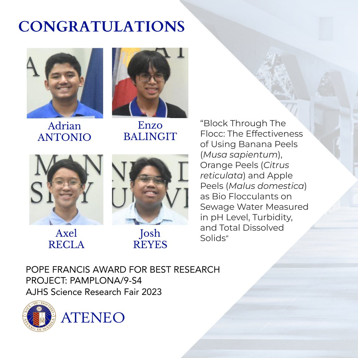 The Pope Francis Award winners   