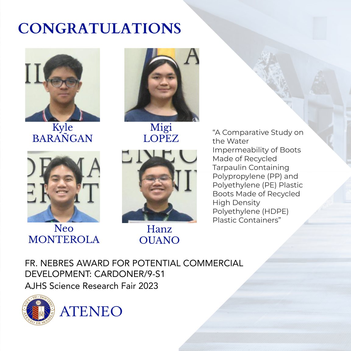 The Fr. Nebres Award winners 