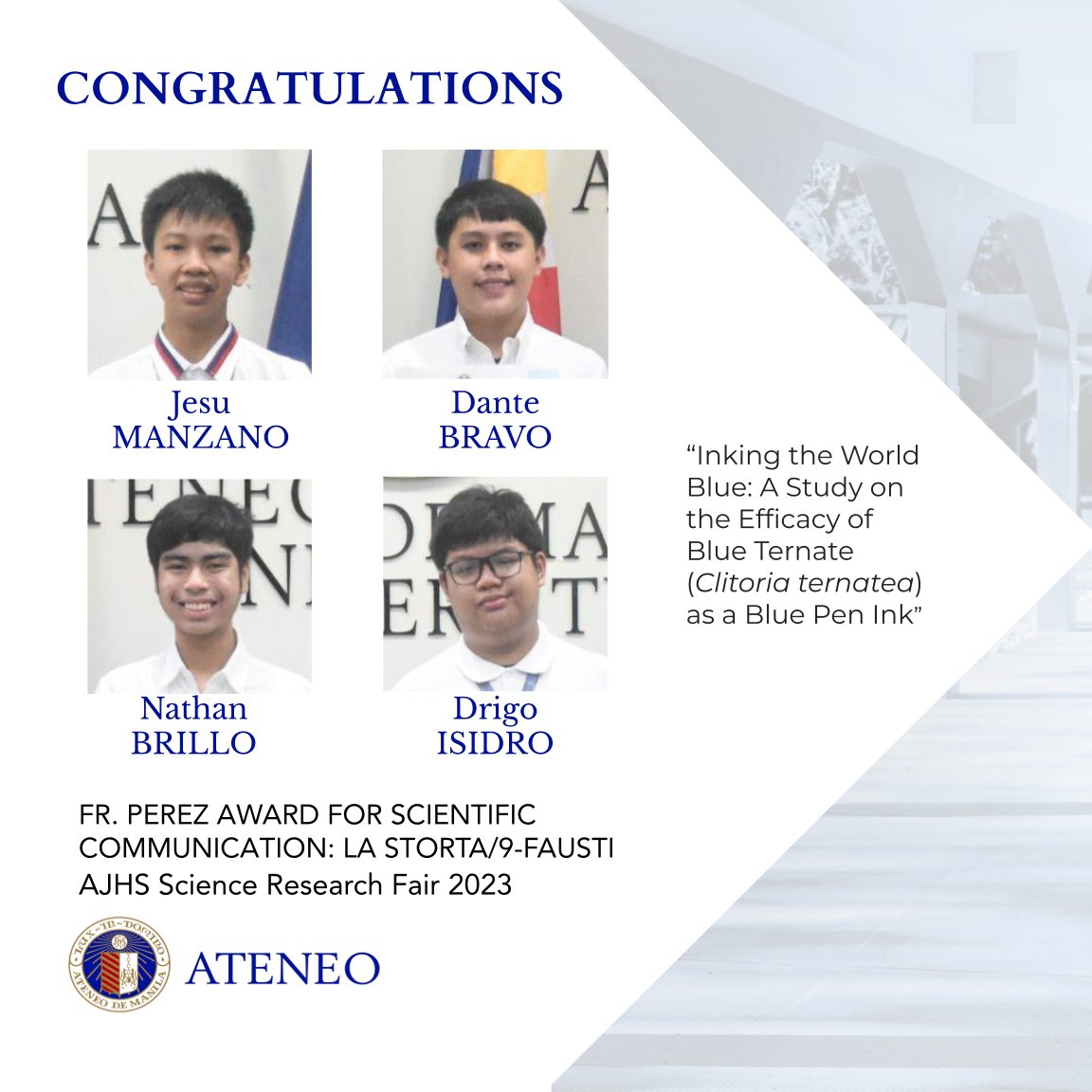 The Fr. Perez Award winners 