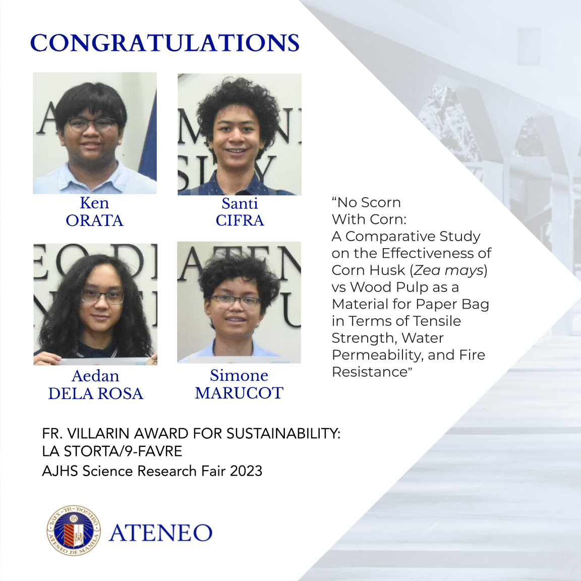 The Fr. Villarin Award winners 