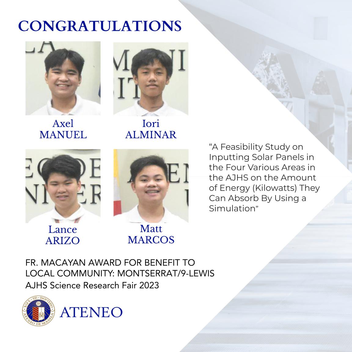 The Fr. Macayan Award winners 