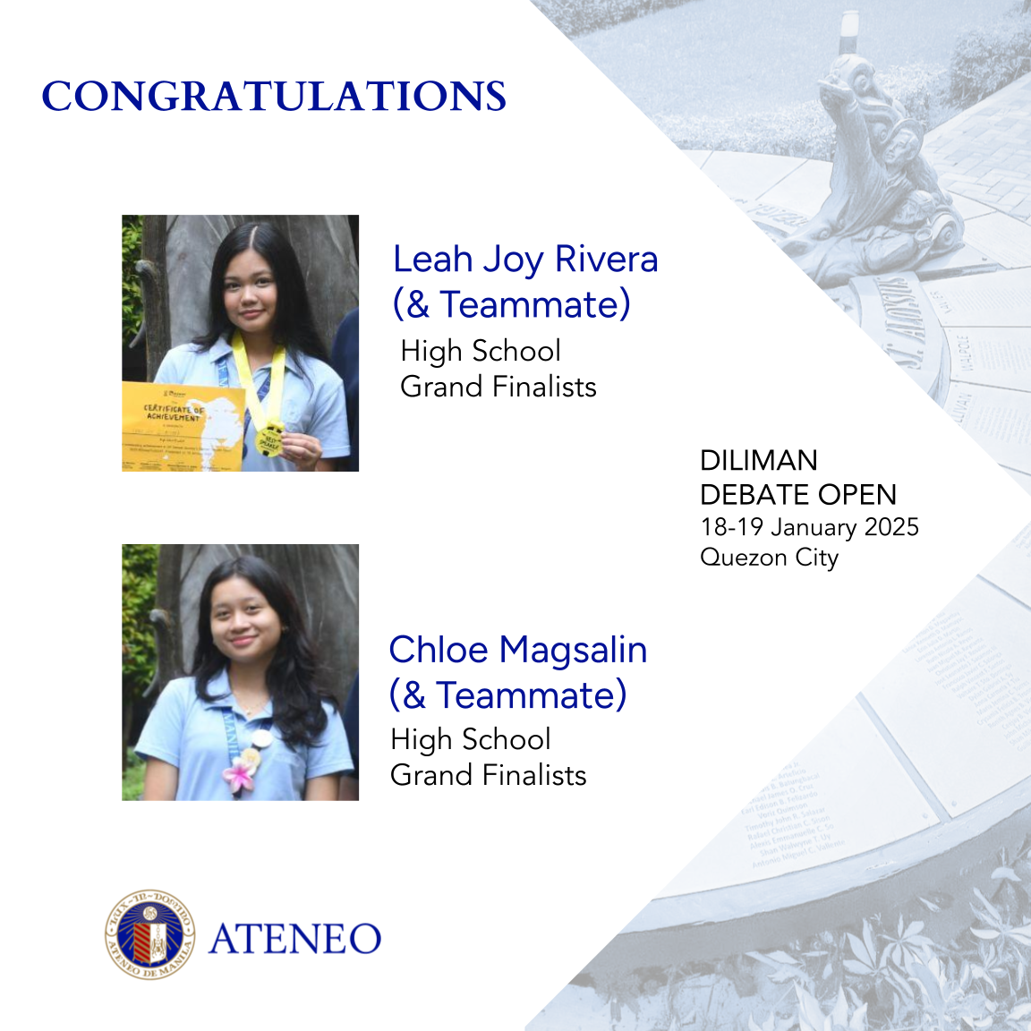 Diliman Debate Open 2025 Leah Joy Rivera Chloe Magsalin