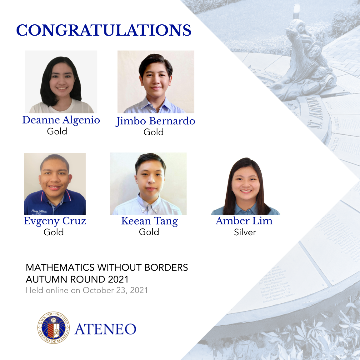 The ASHS' 5 MWB Autumn Round 2021 awardees  