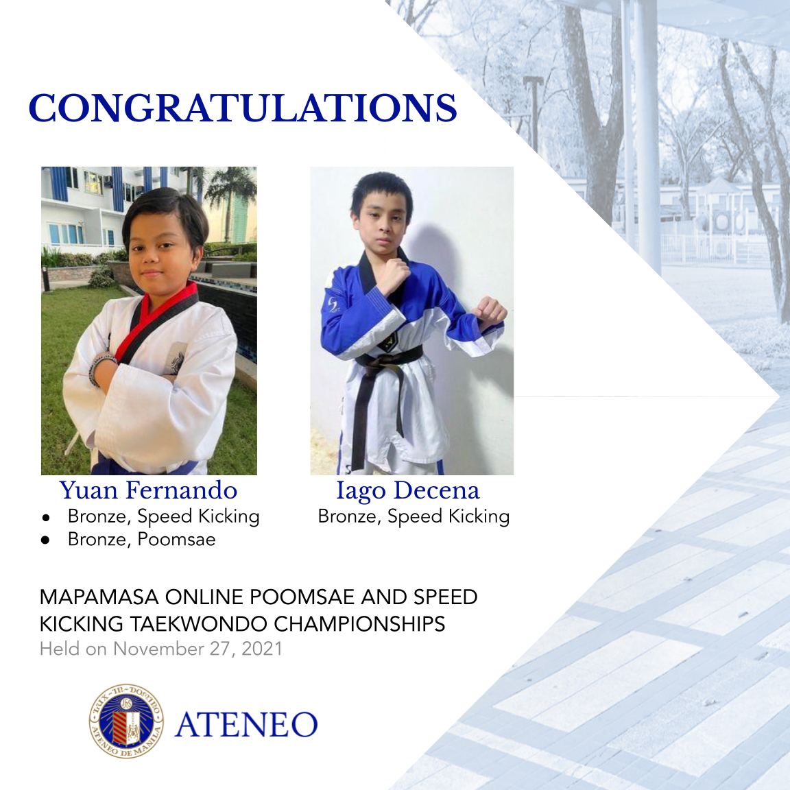 Bronze awardees Yuan Fernando (left) and Iago Decena 