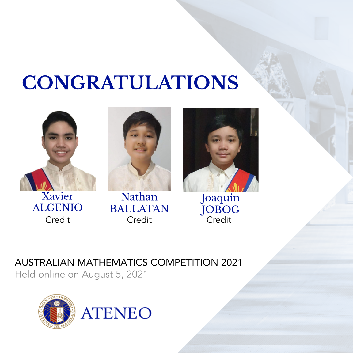 (L-R) Xavier Algenio, Nathan Ballatan, Joaquin Jobog