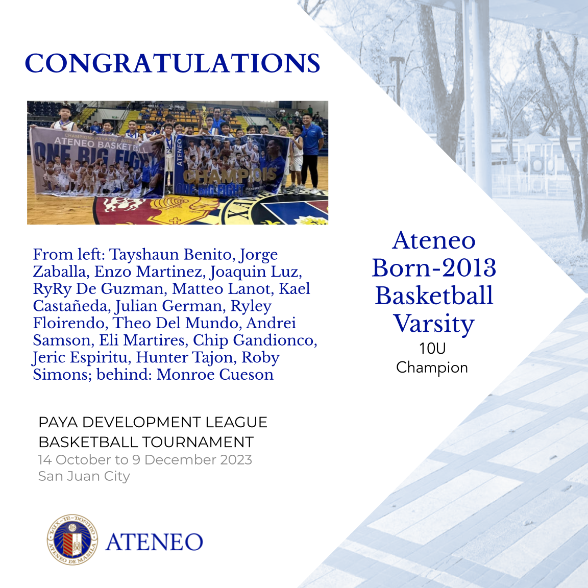 The Born-2013 PAYA DL basketball champs