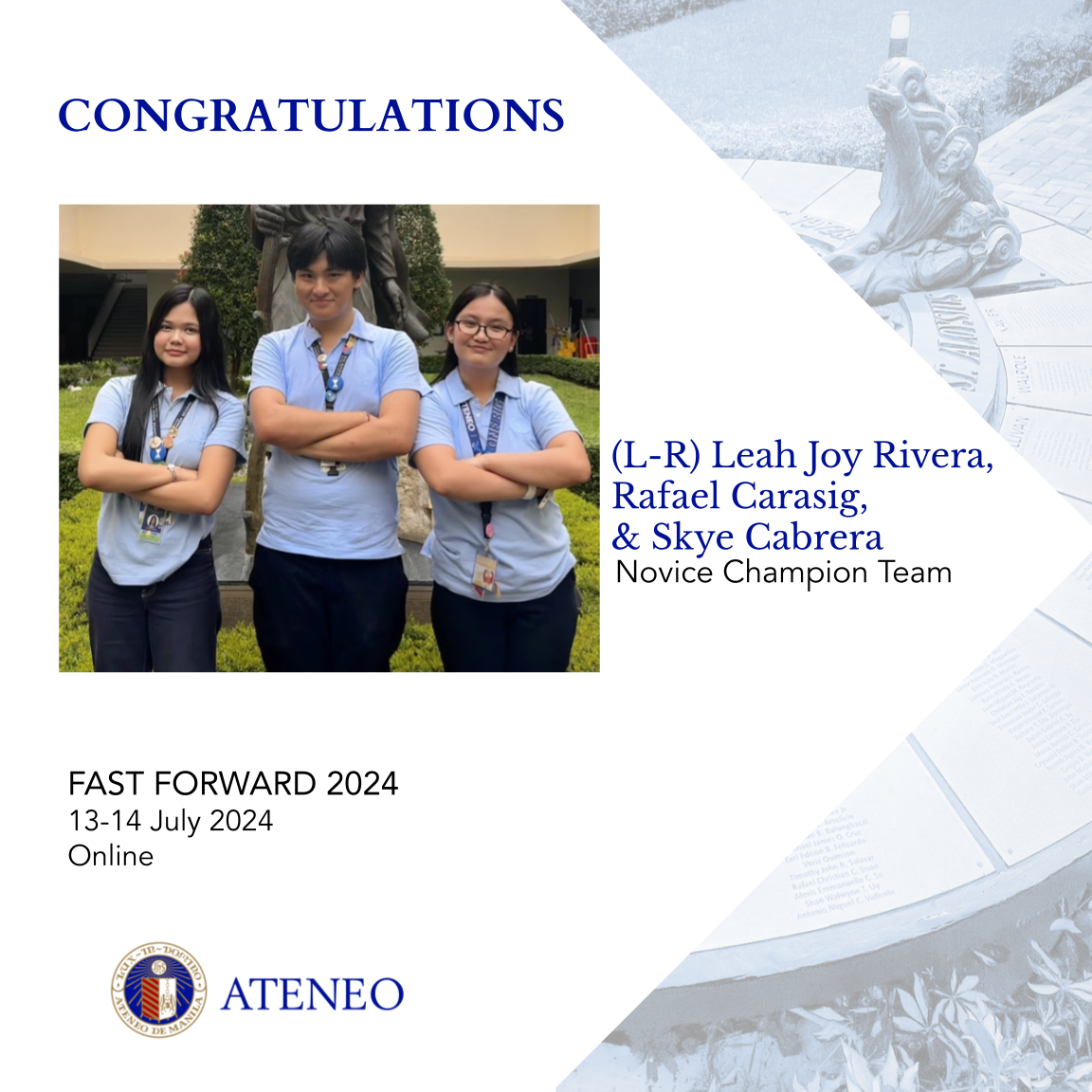 Fast Forward 2024 slide 1 Novice Champions