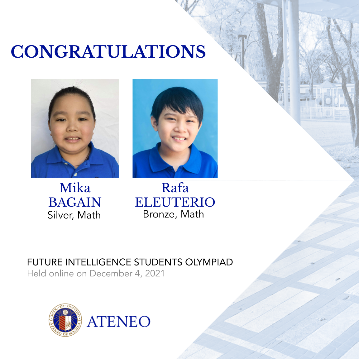 FISO awardees Mika Bagain (left) and Rafa Eleuterio