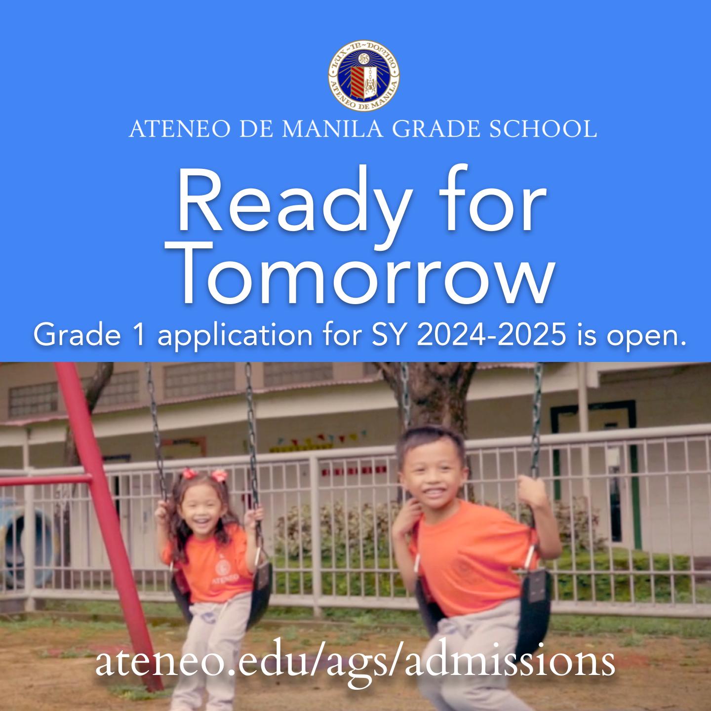Grade 1 application for SY 2024-2025 is open