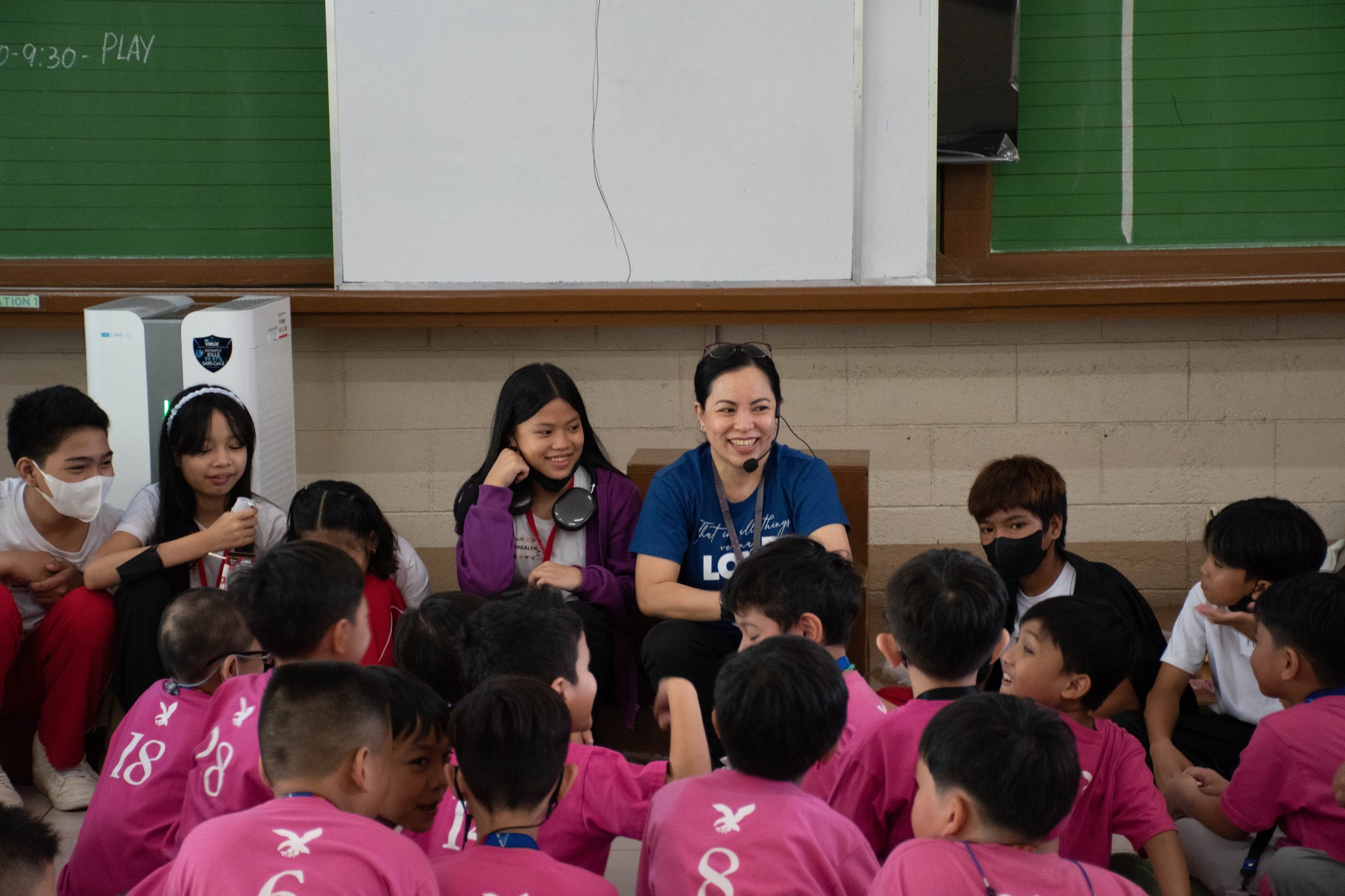 AGS Grade 3 students converse with friends from Francisco P Felix Elementary School