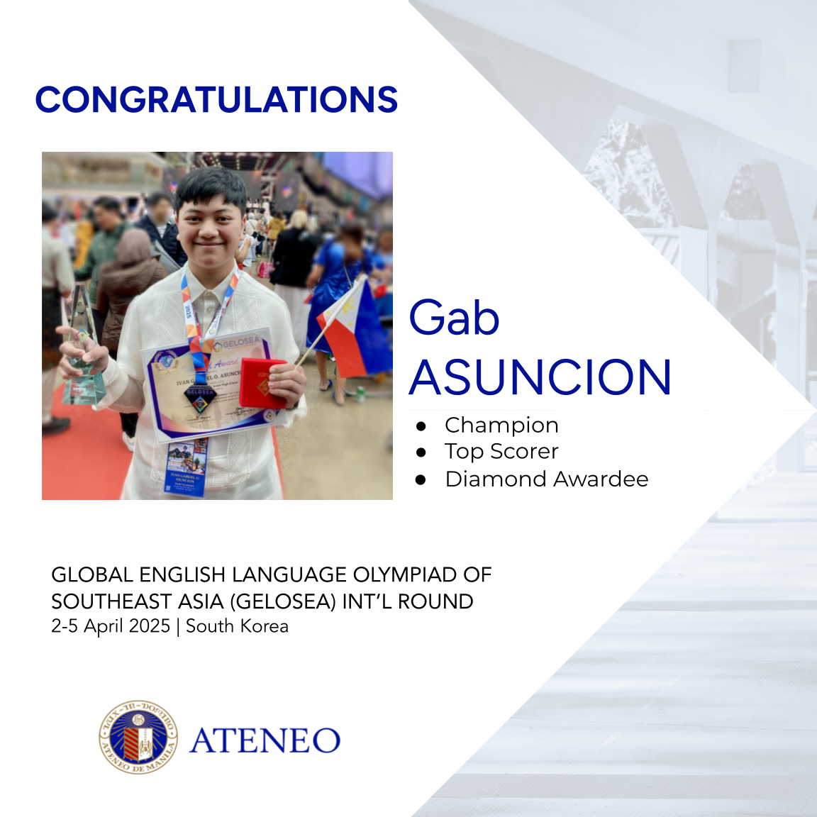 GELOSEA champ/top-scorer/Diamond awardee Gab Asuncion