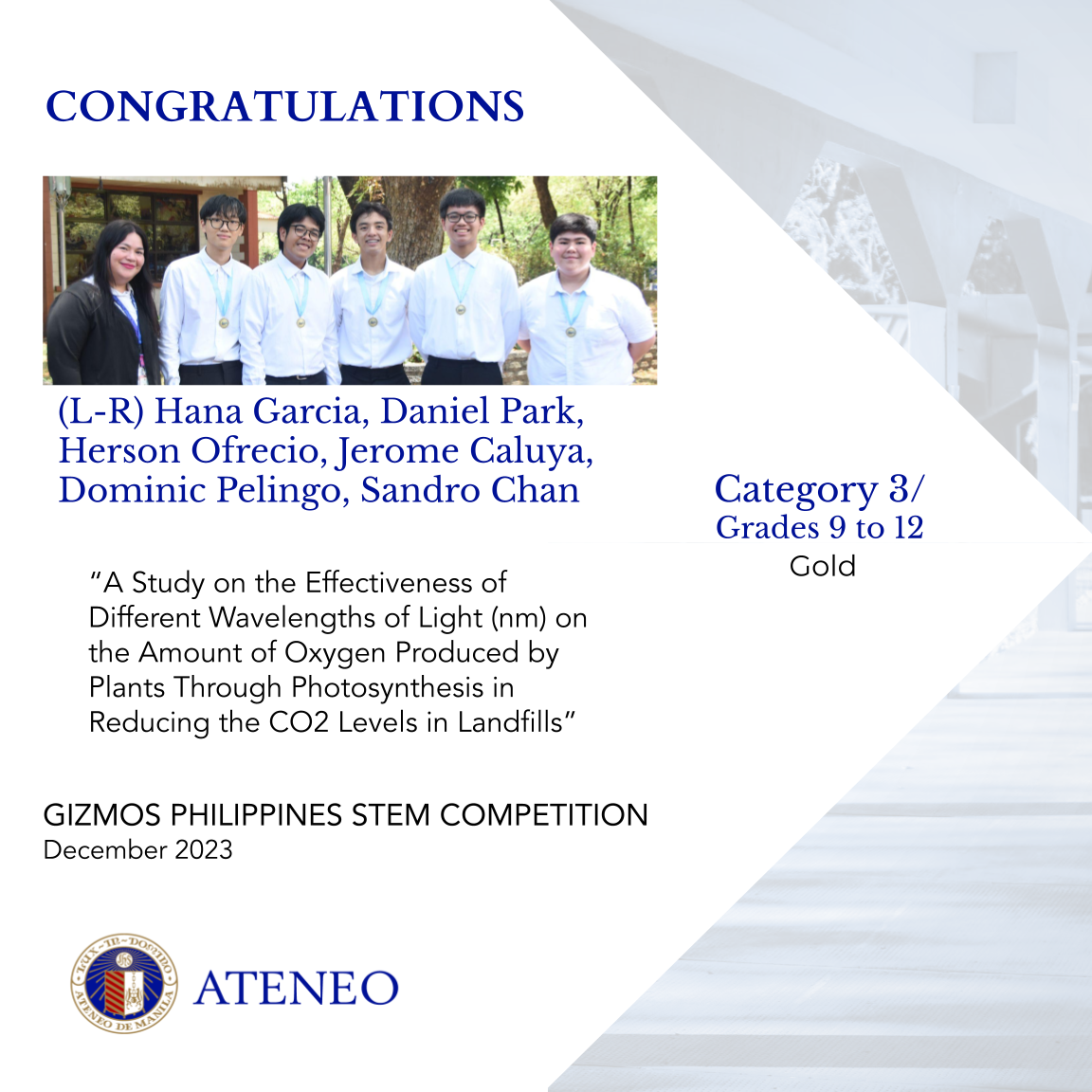 the Category 3 gold medalists