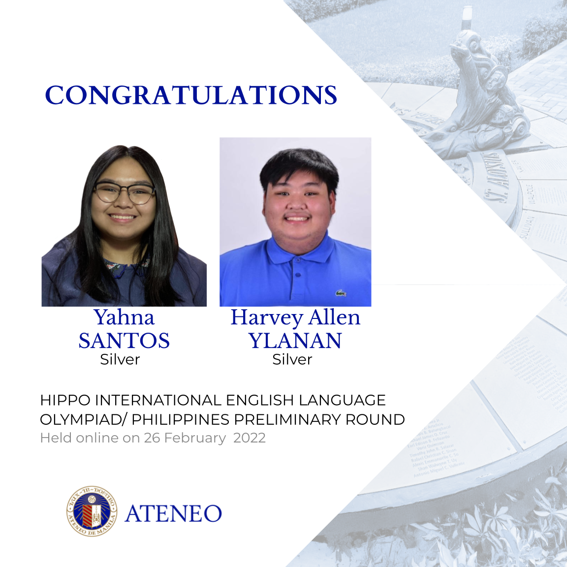 Silver awardees Yahna Santos and Harvey Allen Ylanan