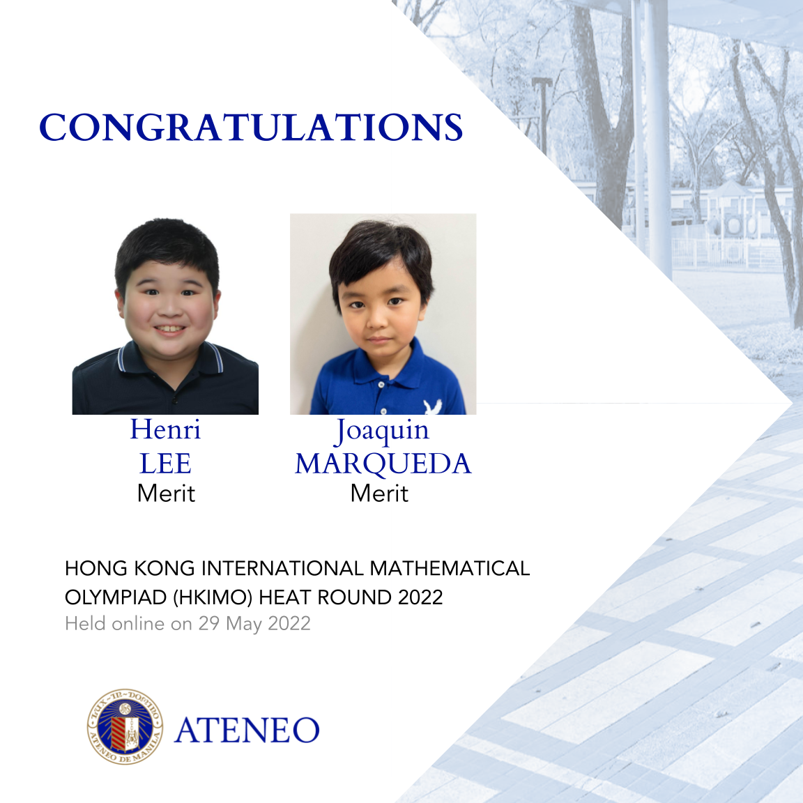 HKIMO PH round merit awardees Henri Lee and Joaquin Marqueda