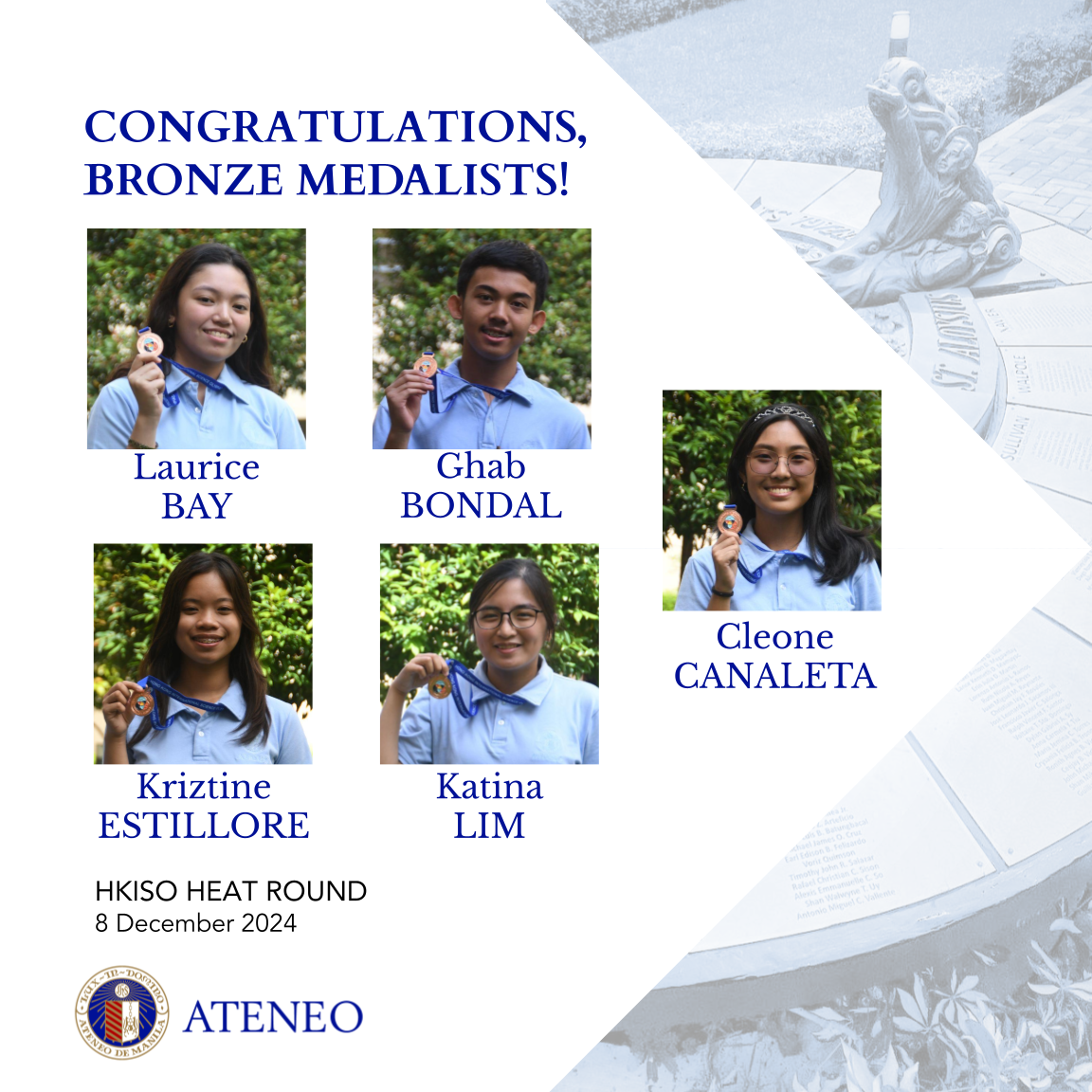 HKISO bronze medalists Bay Bondal Canaleta Estillore Lim
