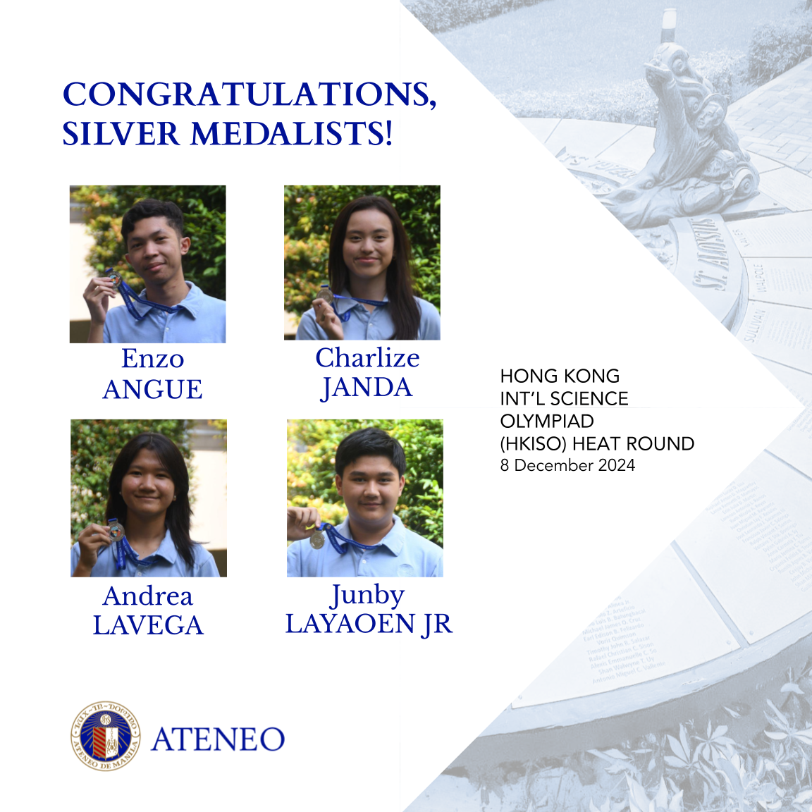 Silver medalists Enzo Angue Janda Lavega Layaoen Jr
